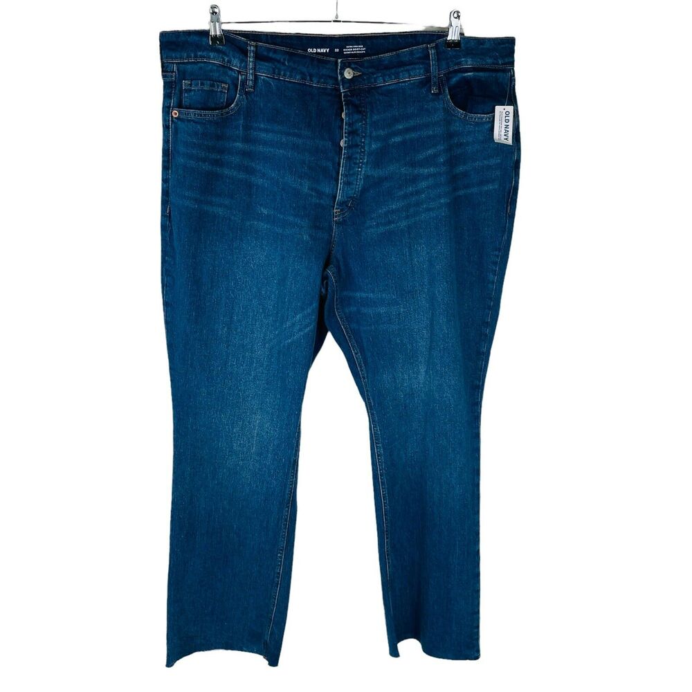 New Old Navy Womans‎ Sz 22 Plus Jeans Kicker Bootcut Button Fly Raw Hem NWT